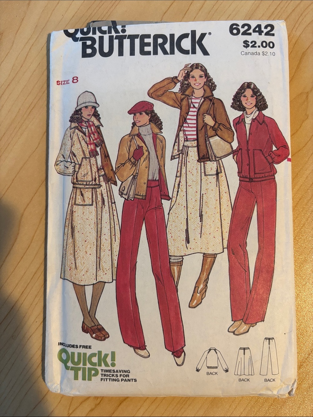 Butterick Sewing Pattern 6242 Jacket Skirt Pants Modest 14 Vintage 1970s UC Rare